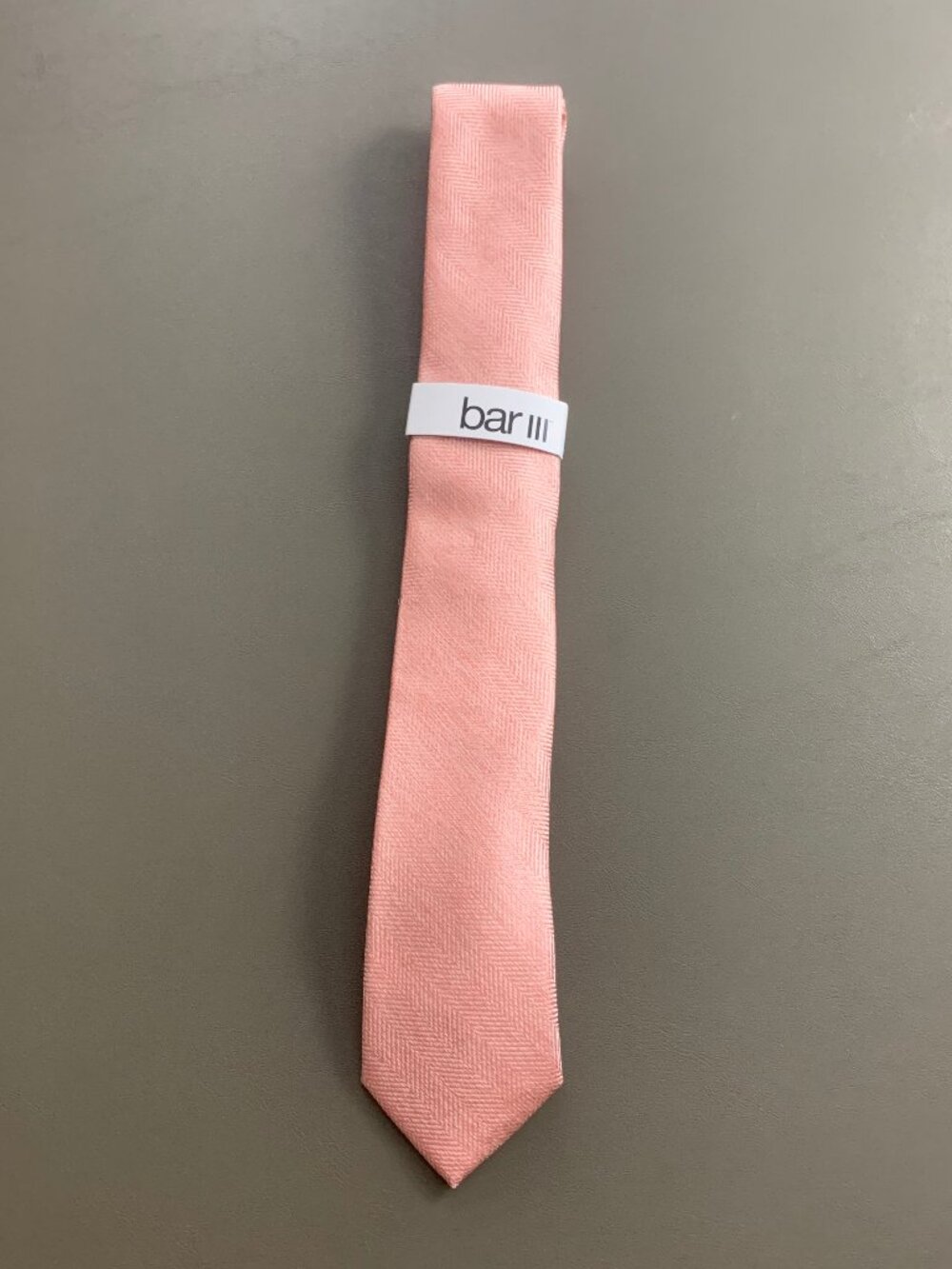 Bar III Men's 2.5'' 100% Polyester Slim Neck Tie, Melon Pink-Orange Chevron